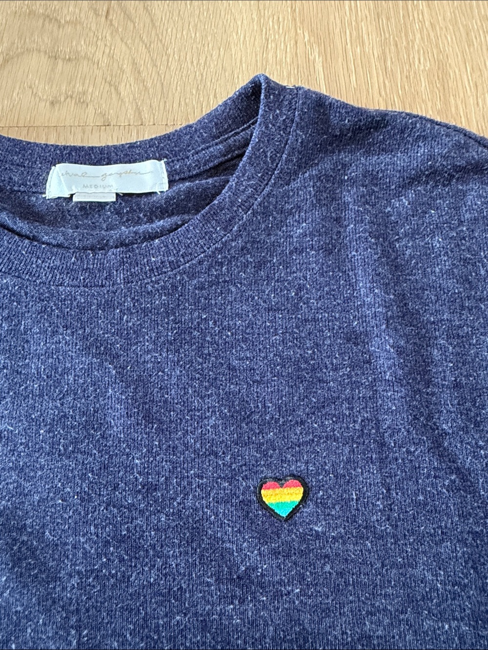 Spiritual Gangster Navy Crewneck Sweatshirt with Small Rainbow Heart - Picture 5 of 8